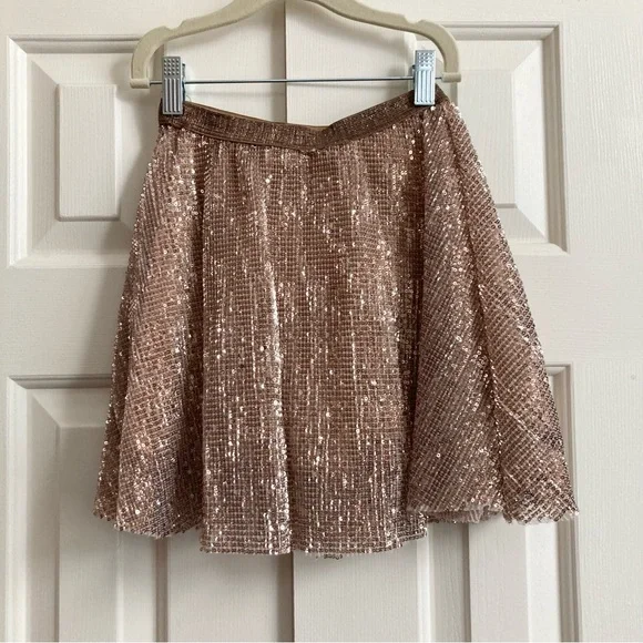 Zara Sparkling Sequin Skirt in rose gold - Picture 3 of 5